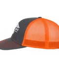 Side view of an orange2 mesh All Season Lightweight Trucker Cap With Anti Sweat Band For Dry Comfort And Trendy Style Plain Yet Dope Golf And Sports Hat Built To Keep You Fresh Dry And Dazzling While You Train Or Hang With Friends