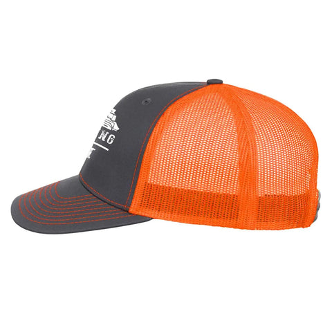 Side view of an orange2 mesh All Season Lightweight Trucker Cap With Anti Sweat Band For Dry Comfort And Trendy Style Plain Yet Dope Golf And Sports Hat Built To Keep You Fresh Dry And Dazzling While You Train Or Hang With Friends