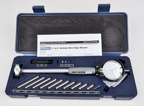 Fowler cylinder bore gauge set with 2-6 in range in blue case