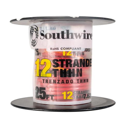 Heavy Duty Building Wire Stranded Copper 12 Gauge One Conductor 20 Amp 600 Volt 90 C White 500 ft PVC Jacket Reel