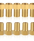 Brass Pipe Fitting Set Of 10 Extension Nipple Connectors 1/2 Inch Female To 1/2 Inch Male Longer Converter Adapters displayed