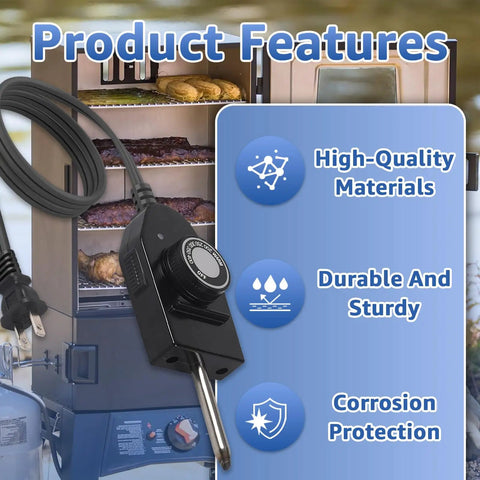 Probe Temperature Control Cord Plug And Play For Electric Skillets Griddles And Grills With 1 3 8 Inch Terminal Spacing 125V 10A