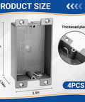 Bulk 4 Pack Plastic Shallow Electrical Boxes 8 Cu In Grey Single Gang Old Work Junction Boxes For Outlets And Switches ETL Certified And Easy Install Today, 4.25x2.4x1.24 in