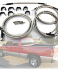 Heavy Duty Stainless Steel Braided Fuel Lines Kit For 1999 To 2003 Chevy Silverado And Gmc Sierra 1500 2500 3500hd with hoses and clamps.