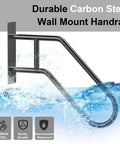 Top Tier U Shaped Handrail For Outdoor Steps And Indoor Stairs Wall Mounted Galvanized Steel Porch Deck Grab Bar with water background