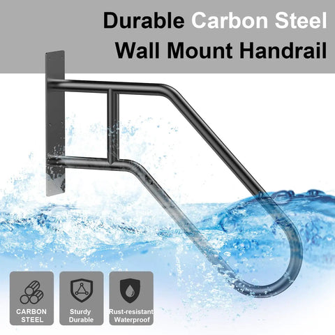 Top Tier U Shaped Handrail For Outdoor Steps And Indoor Stairs Wall Mounted Galvanized Steel Porch Deck Grab Bar with water background