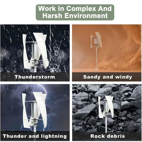 Dope Vertical Wind Turbine Generator 1500W 12V 24V 48V With MPPT Low Noise handles harsh environments like storms, sand, and debris