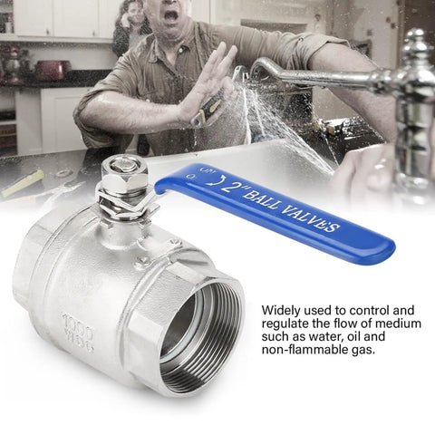 2 Inch 304 Stainless Steel Ball Valve Featuring An Isolated Sealing Surface And Female Thread Full Port Configuration for plumbing and gas systems.