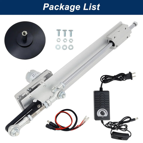JQDML 24V reciprocating linear actuator with suction cup, adjustable 1.18-6 in stroke and speed controller.