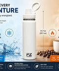 Image of 26 Oz MagSafe Water Bottle With Snap On Phone Cradle Double Wall Steel, showcasing cold and heat retention features.