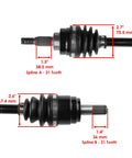 Front Left And Right CV Joint Axle Kit For Honda Foreman 500 4x4 2005-2013 And Rincon 680 4x4 2006-2023 Dual Axle Beefy Replacement Fit For Trx Foreman Rubicon Es Eps Models, shown with 21-tooth spline and dimensions