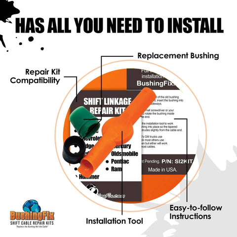 Si2Kit Automatic Transmission Shift Cable Bushing Repair Kit with tool and bushings shown