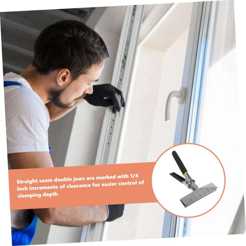 Man using Metal Bending And Seaming Pliers Lock 150mm Flat Plate Jaw Sheet Metal Bender for fitting a door frame