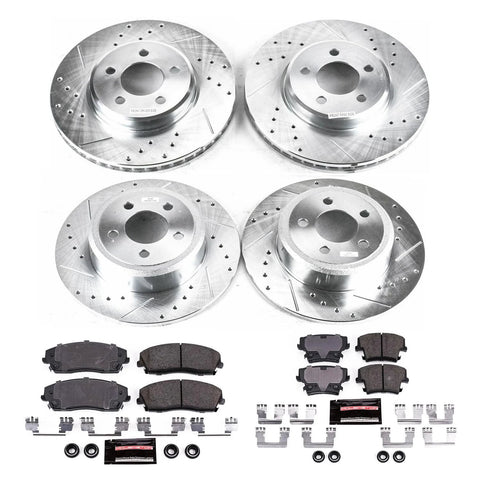 PowerStop front and rear brake kit with four drilled and slotted rotors and ceramic pads