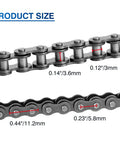 Heavy Duty Number 25 Roller Chain Kit dimensions with diameter and length for go-karts, mini bikes, scooters, dirt bikes, Razor bikes, bicycles
