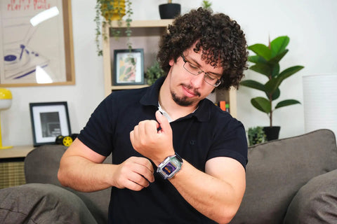 Clockstar 2.0 DIY Smartwatch Kit Build and Code Your Own Wearable Tech Learn Real Electronics and Coding in a Hands On STEM Gift for 11 Plus Kids and Teens on wrist