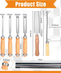 Woodworking Tools Starter Kit For DIYers And Beginners with bevel edge chisels, 6-inch blade, and coping saw for wood joinery.