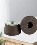 Heavy Duty Emery Buffing Wheel For Tile Granite Stone Marble Ceramic Carving And Polishing With Thickened Abrasive Sanding Disc Angle Grinder Tool Super Durable And High Performance 100 Grit, brown abrasive disc on surface.