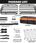 53 Inches by 19 Inches Hitch Cargo Carrier Basket With 500 Lb Capacity, component parts, hitch stabilizer, waterproof bag, net