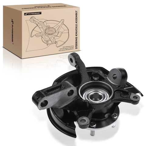 Front Right Steering Knuckle And Wheel Bearing Hub Assembly OEM Grade For Toyota Camry 1997 2001 L4 2.2L Sedan Only 14 Inch Wheels Passenger Side Direct Replacement, showing packaging and product