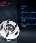 Beefy Front Wheel Bearing And Hub Assembly Kit For Ford F 150 2000 2001 2002 2003 4x4 5 Lugs With ABS displayed front view