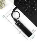 Top view of M.2 NVMe SSD Enclosure USB-C 10Gbps Rocket Fast Tool Free Driverless with dimensions connected to laptop