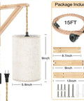 Hemp Rope Plug In Wall Lights Set Of Two With Wood Shelf Brackets Farmhouse Pendant Sconces and included 15 ft cord and hardware
