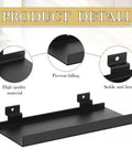 12 Pack Slatwall Shelves 10 By 4.3 Inch Metal Slat Wall Shelf Accessories heavy duty black metal shelf with mounting details