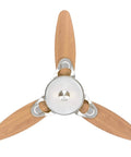 Top view of Arcadia 46 Inch Brushed Nickel Indoor Ceiling Fan With Dimmable LED Light Kit, reversible beech blades, no light on.