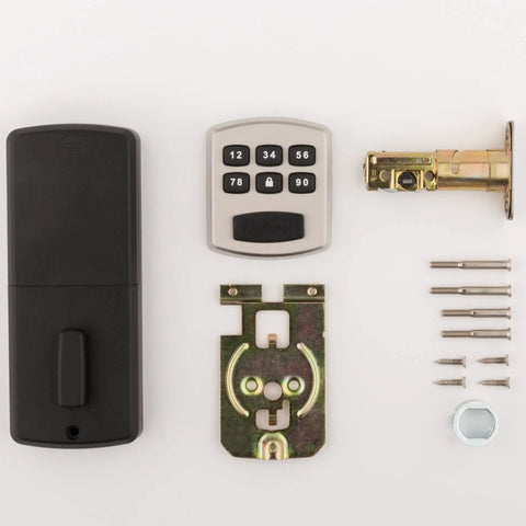 Keyless Entry Deadbolt Electronic Door Lock With Six Button Keypad For Garage Or Side Door No Key To Lose Satin Nickel