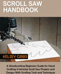 Cover of Beginner Friendly Scroll Saw Guide For Woodworking Enthusiasts with scroll saw cutting intricate design into wood.