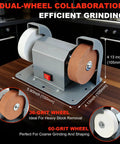 Heavy Duty Electric Knife Sharpener With Slick Variable Speed Control And Dual Sharpening Stone Setup, 36 and 60 grit wheels.