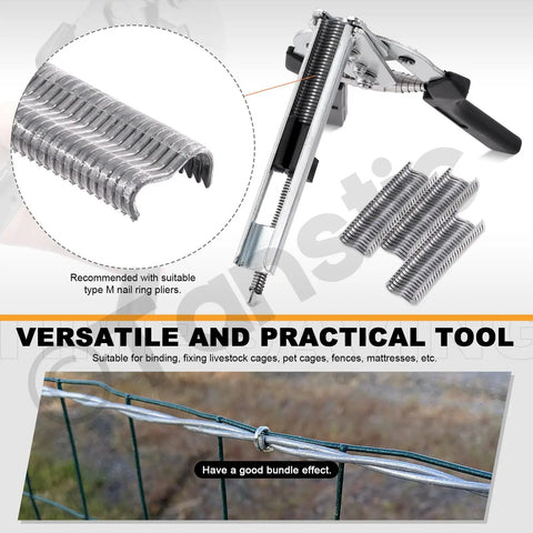 Built Tough Type M Hog Ring Clips And M Nails 3000 Pcs Zinc Plated Aluminum Upholstery Staples for binding livestock cages.