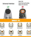 Oscillating tool blades (titanium) with universal interface diagram and direct-fit brand compatibility icons.