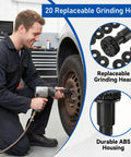 Mechanic using Wheel Hub And Brake Cleaning Tool Kit, 22 Pc Set With 20 Replacement Pads, Fits Half Inch Wrenches Or Drill