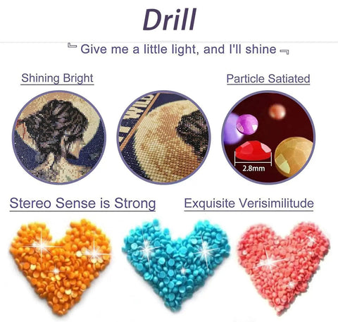 Diamond Painting Kit For Adults 5D Crystal Diamonds Art With Tools And Accessories, DIY Craft, close-up of drills and patterns