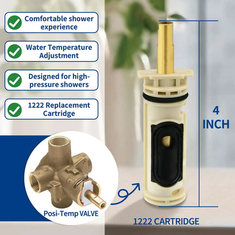 4-inch Posi Temp Cartridge Replacement Kit With 104421 Removal Tool And 116653 Handle Adapter for single handle tub and shower