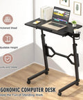 Small Standing Desk On Wheels For Treadmill Workouts, showing adjustable height and thickened wood, suitable for laptops.