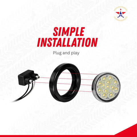 Two Pack 2.5 Inch Round White LED Marker Lights Kit 13 Diodes Waterproof Flush Mount Includes Grommet And 2 Wire Pigtail Dual