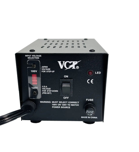 Back view of Heavy Duty Japanese Step Up Down Voltage Transformer 1000 Watt For 110 120 To 100 Volt Appliances Converts USA To Japan And Back