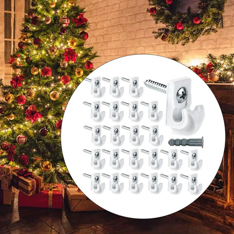 24 Piece Wall Clip Shelf Hooks Set For Wire Shelves And Cabinets with Christmas background