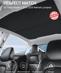 BASENOR Tesla Model Y sunshade roof for 2025–2026; Juniper Black, foldable UV-insulation, no-gap