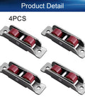 Heavy Duty Double Wheel Pulley With Slick Nylon Glide For Sliding Doors And Windows, stainless steel and red nylon rollers.