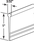 Diagram of Vinyl Shower Door Bottom Sweep, 37 Inch By 1 Inch Strip, Clear Replacement Seal For Hinged Shower Doors, showing dimensions.