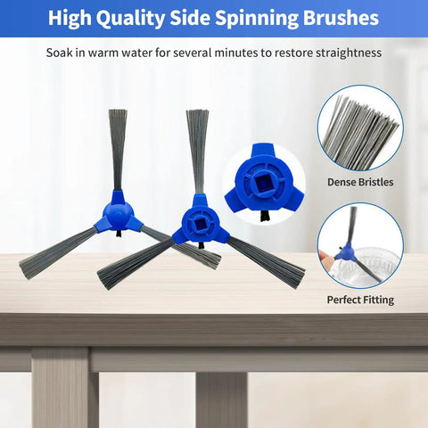 Close-up of blue side spinning brushes from All In One RoboVac Replacement Kit For 11S 12 15C 15T 30 30C 35C Models.