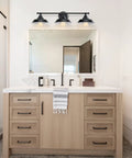 Farmhouse Black 3 Light Vanity Light Fixture For Bathroom Kitchen Hallway Dressing Table With Matte Black Finish And White Interior