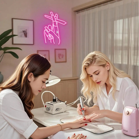 Pink LED Hand Neon Sign For Wall Decor USB Powered Nail Room And Girls Room Neon Light For Bedroom Home Bar Salon Party