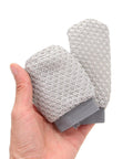 Get That Fresh And Breezy Fit With This Super Durable Gear Shift Knob Cover Kit Plus Breathable Brake Handle Grip Sleeve Made For Ultimate Comfort And Long lasting Style In Your Ride. gray mesh car shift and brake sleeve set in hand