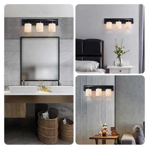 Oil Rubbed Bronze Vanity Light Fixture With White Glass Shade, Modern Wall Sconce For Bathroom, Adjustable Upward Or Downward Mount Over Mirror, Sleek Contemporary Bath Lighting Upgrade
