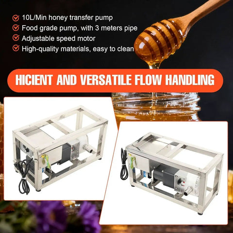 Pro Grade High Viscosity Food Transfer Pump With Adjustable Speed For Honey Peanut Butter Sesame Paste Syrup And Glue CAM Rotor Gear Pump For 6 To 10 Liters Per Minute Flow 800 To 4000 Centipoise, stainless steel frame